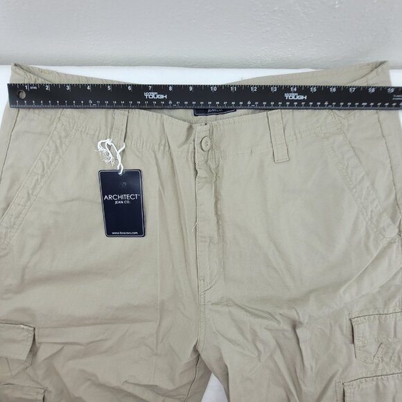NEW Architect Shorts Mens 38 Tan Khaki Cargo Beige Pockets Long 100% Cotton NWT - Picture 6 of 15